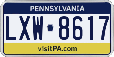 PA license plate LXW8617