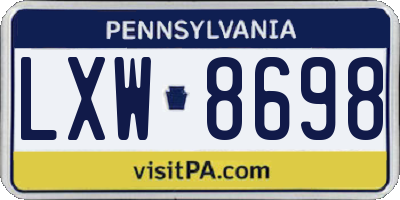 PA license plate LXW8698