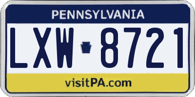 PA license plate LXW8721