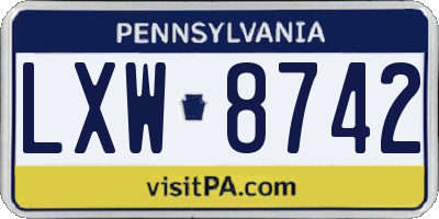 PA license plate LXW8742