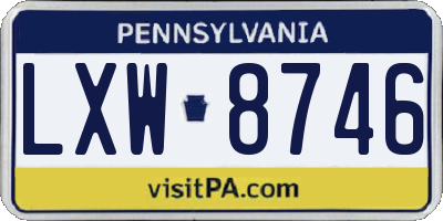 PA license plate LXW8746