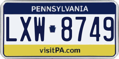 PA license plate LXW8749