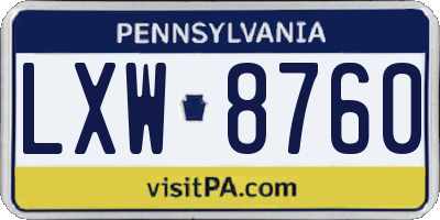 PA license plate LXW8760