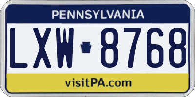 PA license plate LXW8768