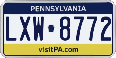 PA license plate LXW8772