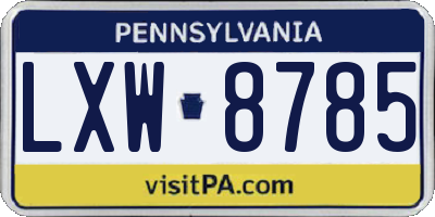 PA license plate LXW8785