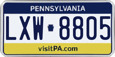 PA license plate LXW8805