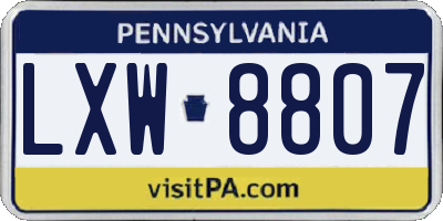 PA license plate LXW8807