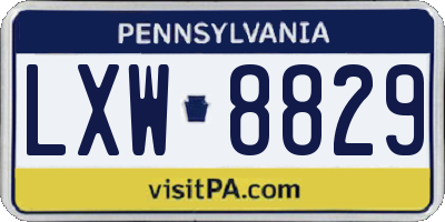 PA license plate LXW8829