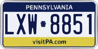 PA license plate LXW8851