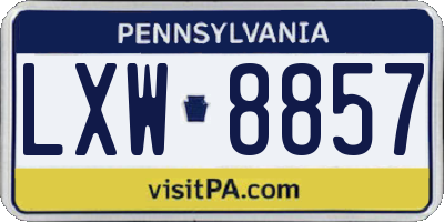 PA license plate LXW8857
