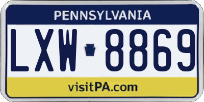 PA license plate LXW8869