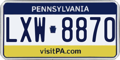 PA license plate LXW8870