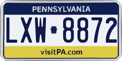 PA license plate LXW8872