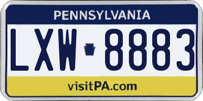 PA license plate LXW8883