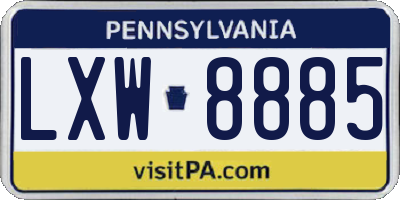 PA license plate LXW8885