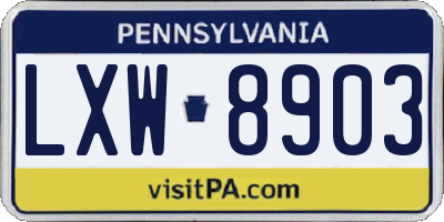 PA license plate LXW8903