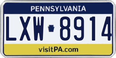 PA license plate LXW8914