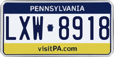 PA license plate LXW8918