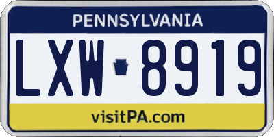 PA license plate LXW8919