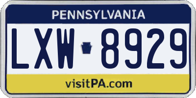 PA license plate LXW8929