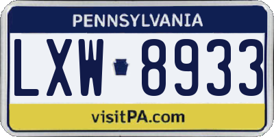 PA license plate LXW8933