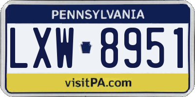 PA license plate LXW8951