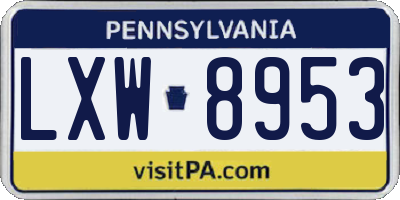 PA license plate LXW8953