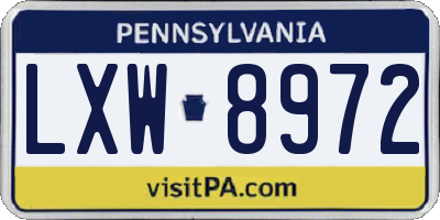 PA license plate LXW8972