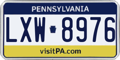 PA license plate LXW8976