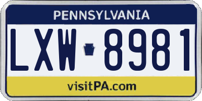 PA license plate LXW8981