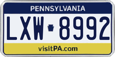 PA license plate LXW8992