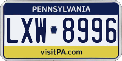 PA license plate LXW8996