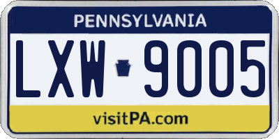 PA license plate LXW9005