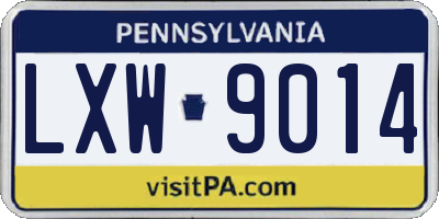 PA license plate LXW9014