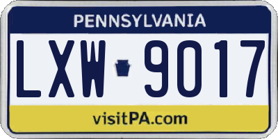 PA license plate LXW9017