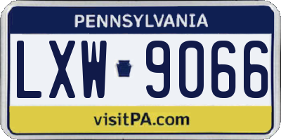 PA license plate LXW9066