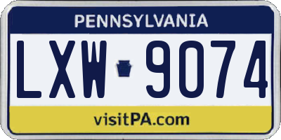 PA license plate LXW9074