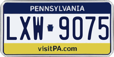 PA license plate LXW9075