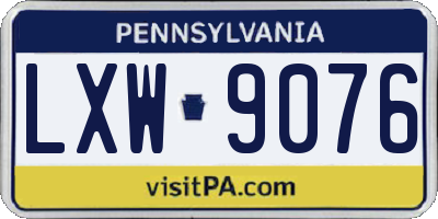 PA license plate LXW9076