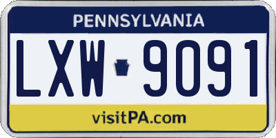 PA license plate LXW9091