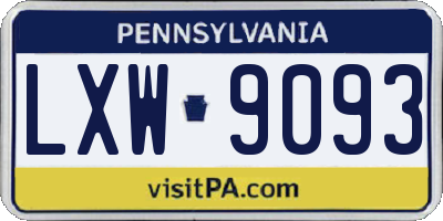 PA license plate LXW9093