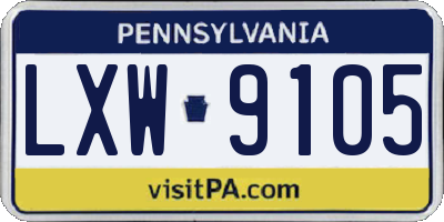 PA license plate LXW9105