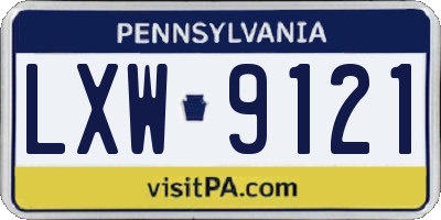 PA license plate LXW9121