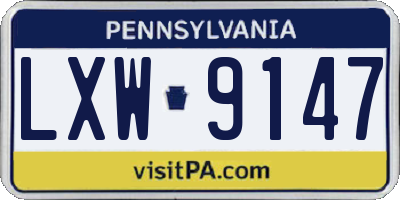PA license plate LXW9147
