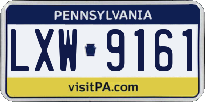 PA license plate LXW9161