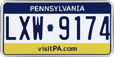 PA license plate LXW9174