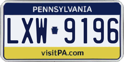 PA license plate LXW9196