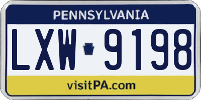 PA license plate LXW9198
