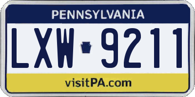 PA license plate LXW9211